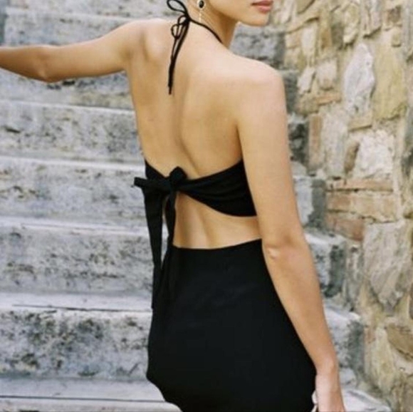 With Jean Black Gia  Style Halter Mini Dress Size M - Picture 2 of 16